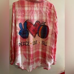 Bleached/printed button up shirt